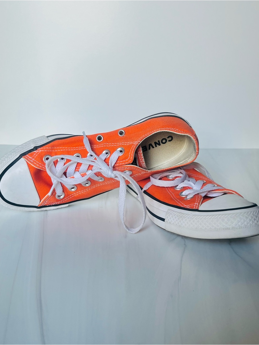 Converse Orange Low Top Canvas Sneakers with White Trim - Picture 6 of 6